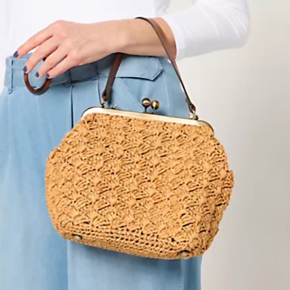 Patricia Nash Elara Straw Frame Crossbody with Chain & Leather Straps Natural🤍 - Picture 5 of 14